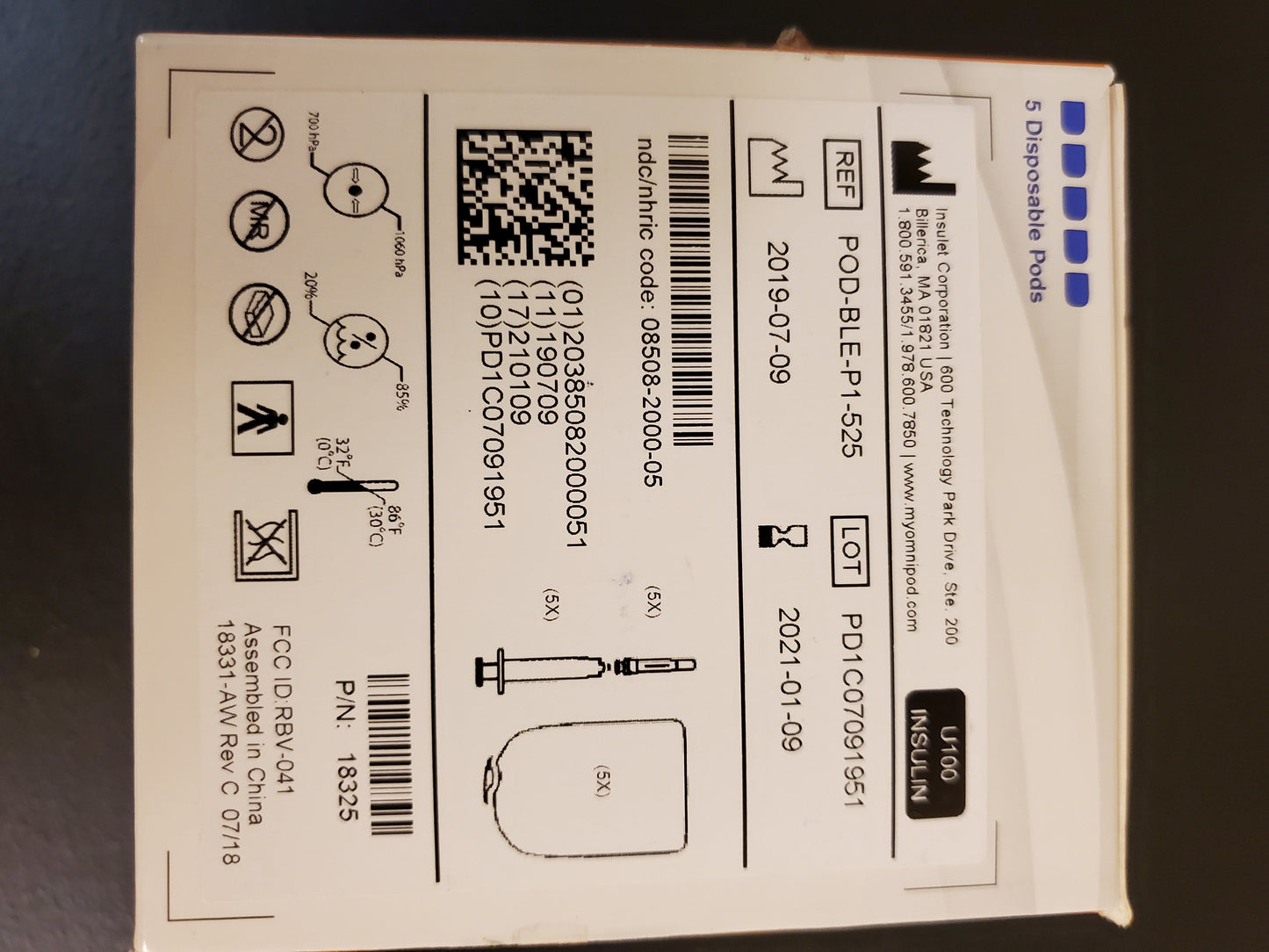 *Insulet Dash System Omnipods - box of 5 pods - Early expiration dates (1-3 months before expiration) FULLY GUARANTEED