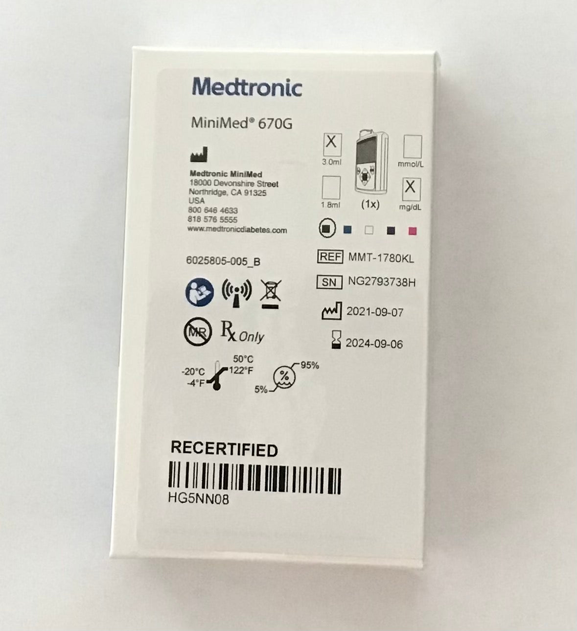 Medtronic pump 670G recertified  ON SALE (read the description)
